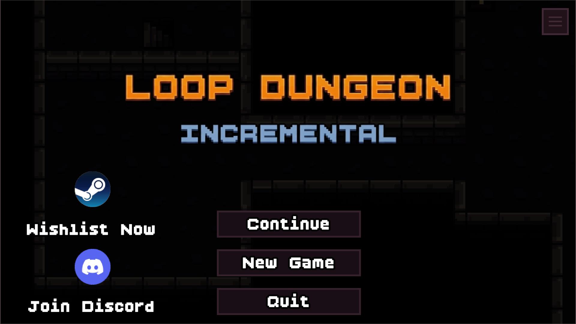 Loop Dungeon Incremental 游戏菜单